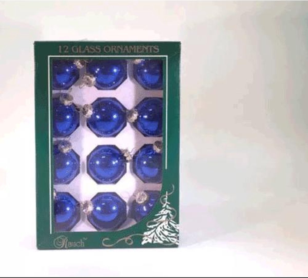 Kersballen 12 stuks glas 4,5 Cm blauw glans