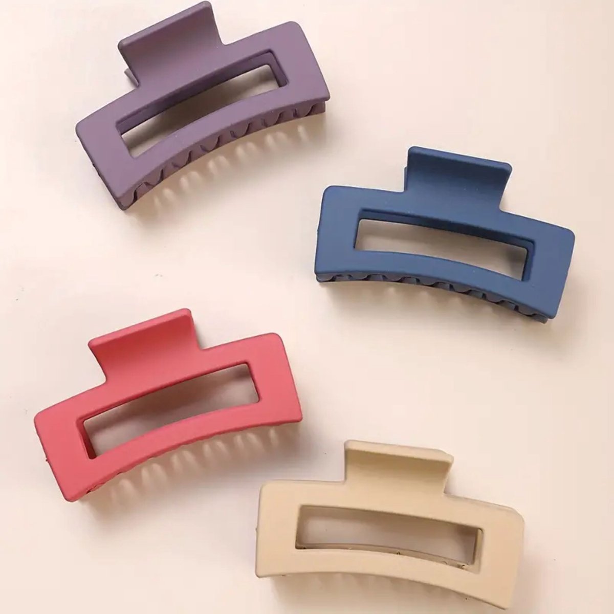 Haarklemmen - Haarclips - 4 Stuks - Haarklem - Haarklemmen Dames - Bananenklem - Haarspeld - Haarklauw - Haarklem Groot - Haarclip Groot - Haarspelden Dames - Voor Vrouwen - Rood - Blauw - Beige - Paars