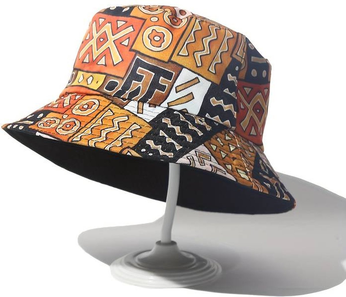 FLIPFLOP CLUB® African Astro Reversible Bucket Hat | Accessoires voor festival - Vakantie - Vissershoed - Vissershoedje - Unisex - Omkeerbaar Hoedje - Visser Cap - Sun Hat - Zonnehoedje