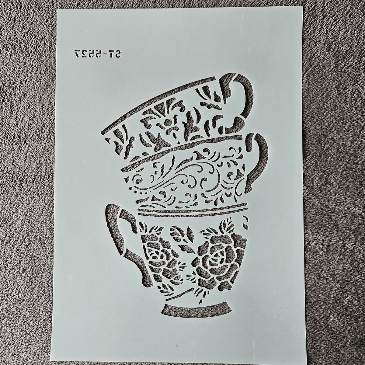 Kopjes hobby stencil A4 herbruikbaar kaarten maken scrapbooking knutselen