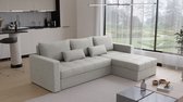Hoekbank Kreta - Universeel - Stof - Beige Naturel - Slaapbank met opbergruimte - Links of Rechts - Direct Leverbaar - Hoekzetel - Chaise longue - Zetel met slaapgedeelte - 3 zits - Zitcomfort stevig