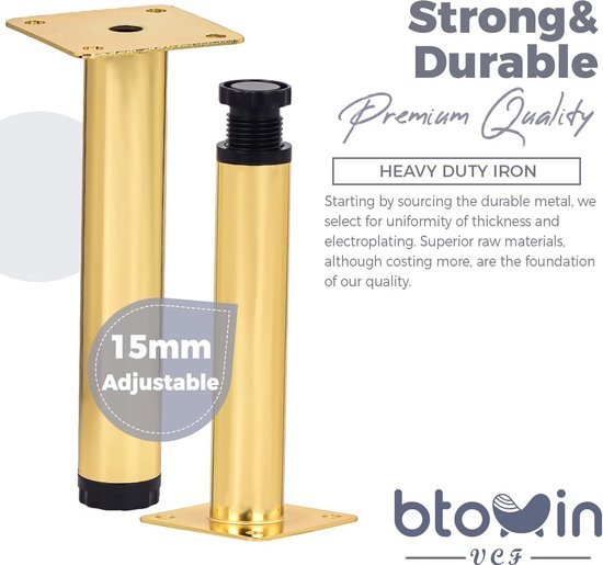 4 stuks vervangende meubelpoten van metaal, 15 cm gouden meubelpoten, doe-het-zelf