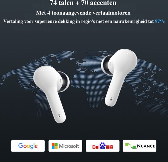 Draadloze Vertaal-oordopjes – 144 Talen – Bluetooth 5.3 – Realtime Vertaling – Aanraakbediening – 4-5 Uur Speeltijd – Voor Zakenreizen En Studie – Zwart
