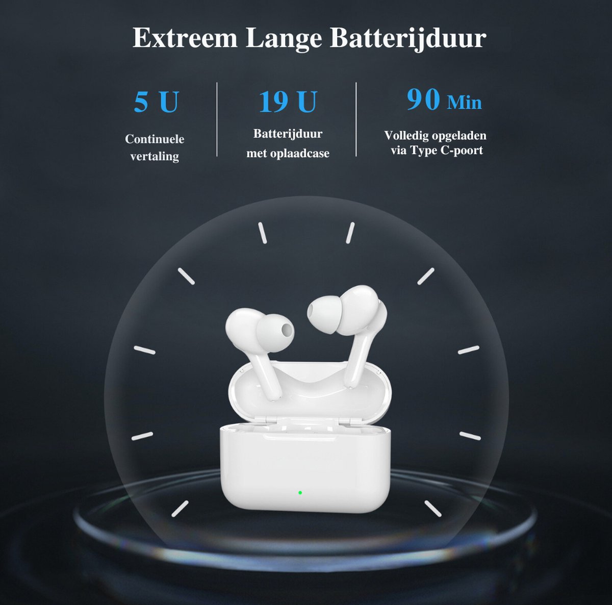 Draadloze Vertaal-oordopjes – 144 Talen – Bluetooth 5.3 – Realtime Vertaling – Aanraakbediening – 4-5 Uur Speeltijd – Voor Zakenreizen En Studie – Zwart