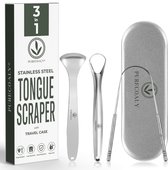 PURECOALY™ Tongschrapers | 3 in 1 Set Professionele Tongschraper – Tong schraper - Mondhygiëne - Tong reiniger voor mondverzorging - Tongreiniger - Tongue Scraper - RVS