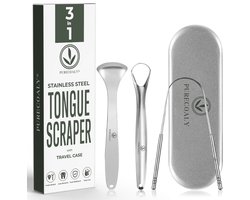 PURECOALY™ Tongschrapers | 3 in 1 Set Professionele Tongschraper – Tong schraper - Mondhygiëne - Tong reiniger voor mondverzorging - Tongreiniger - Tongue Scraper - RVS