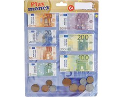 Euro speelgeld set - 90 delig - kunststof en papier - biljetten en munten - Speelgoedgeld