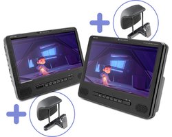 Caliber Draagbare DVD Spelers met Dvd-bracket - 9 Inch Scherm - Dvd speler auto 2 schermen - Werken ook los van elkaar - Oplaadbaar (mpd298-set)