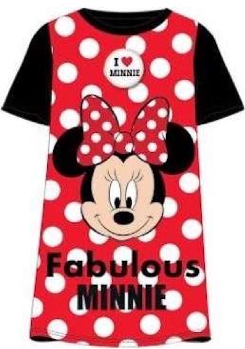 Disney Minnie Mouse nachthemd - rood met zwart - I Love Minnie nachtjapon pyjama multi colour