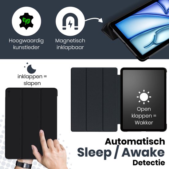 iPad Air 10.9 (2020) hoes - Étui à trois volets - Couverture rigide - Zwart