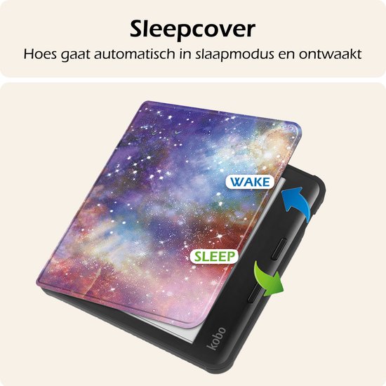 Hoesje Geschikt voor Kobo Libra Colour Hoes Book Case - Hoes Geschikt voor Kobo Libra Colour Hoesje Book Cover - Galaxy van Hoesje  — afbeelding 3