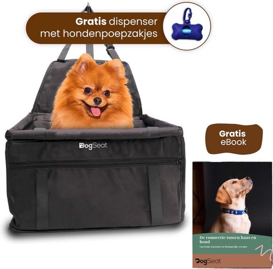 Wooaidagg autostoel voor middelgrote honden, reisbed voor huisdieren in de auto met gordelbevestiging, volledig afneembaar en wasbaar, hondenautostoel met verstelbare riemen, 3 riemen voor eenvoudige