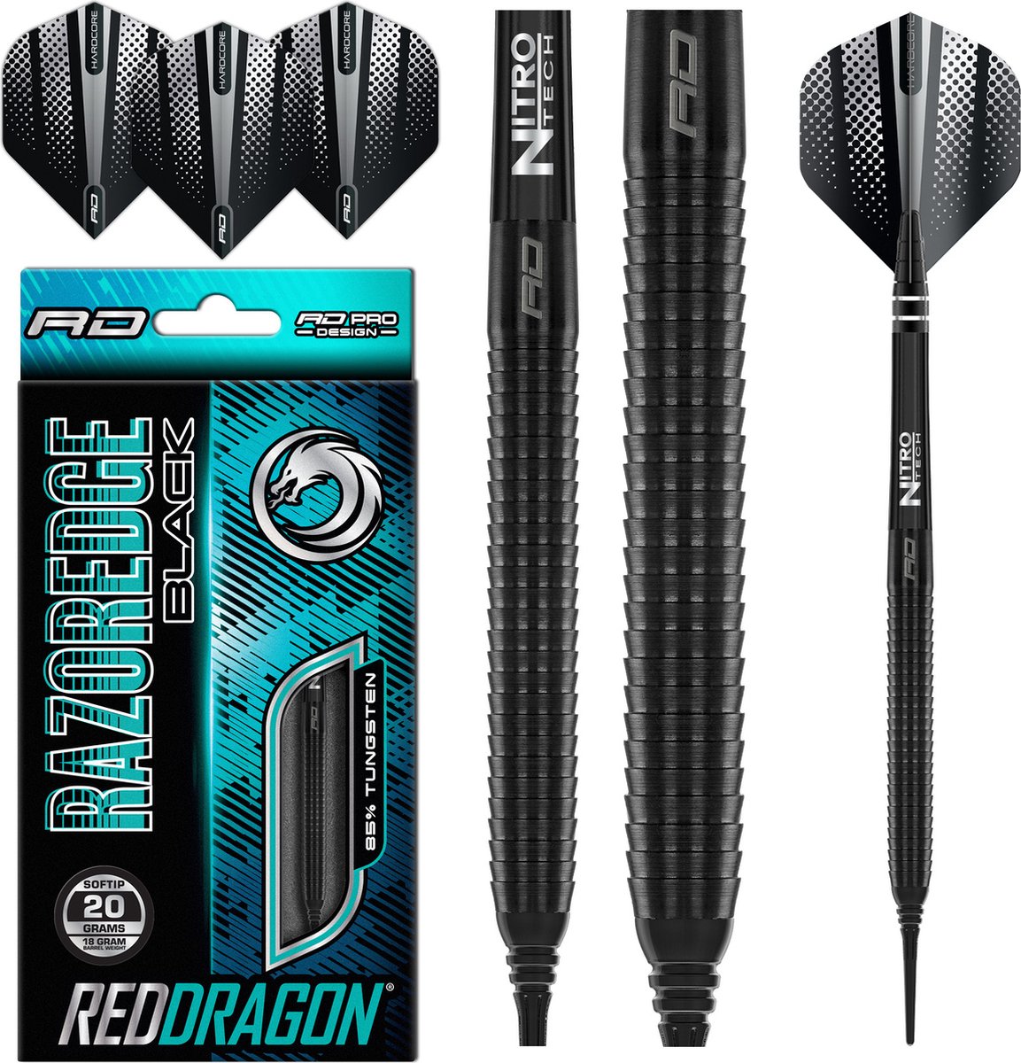 Red Dragon Razor Edge Black 85% - Soft Tip Darts