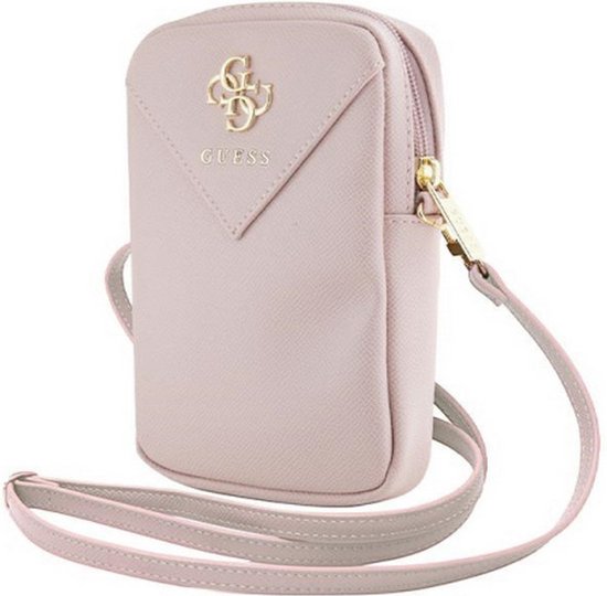 Foto: Guess big 4g metal logo pouch met riem geschikt voor toestellen tot 7 inch roze