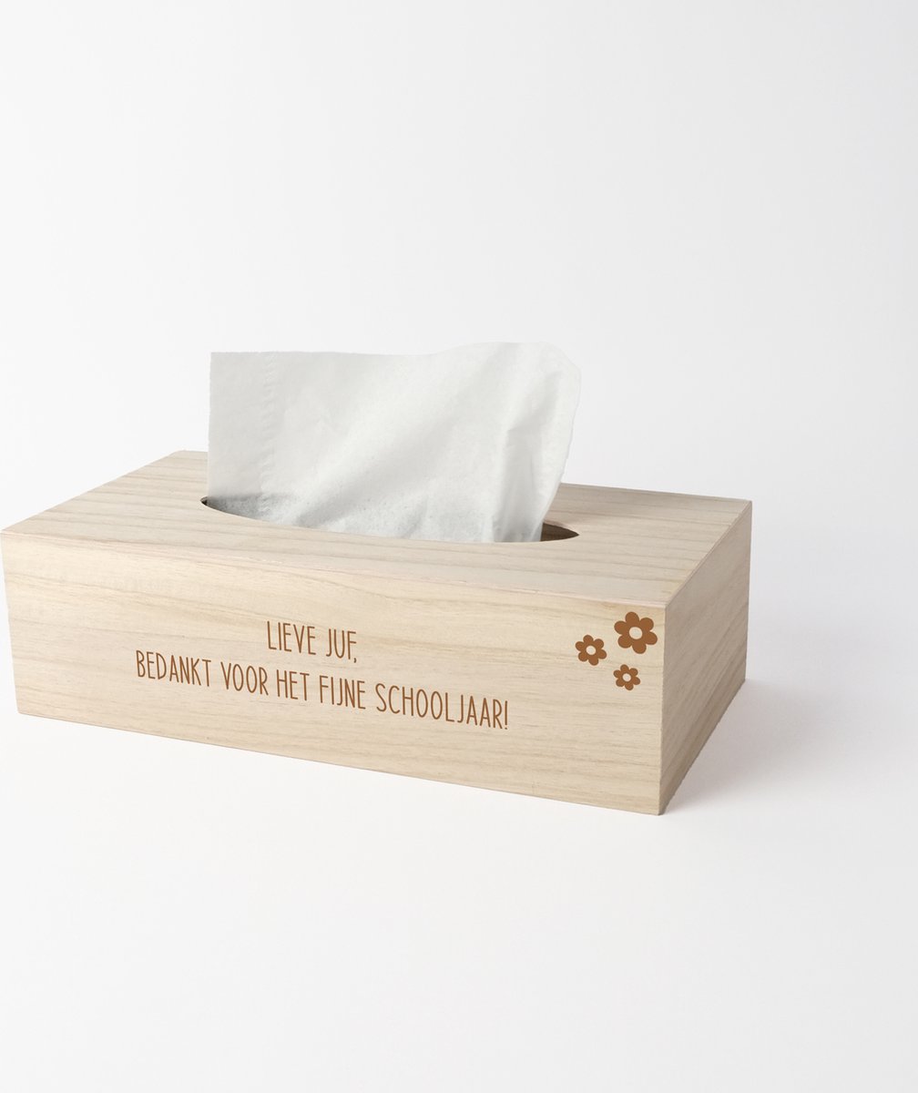 Tissue box - Cadeau juf - Cadeau juf einde schooljaar - Juf bedankt - Einde schooljaar - Bloemetjes - JUF - kado juf - zakdoekendoos