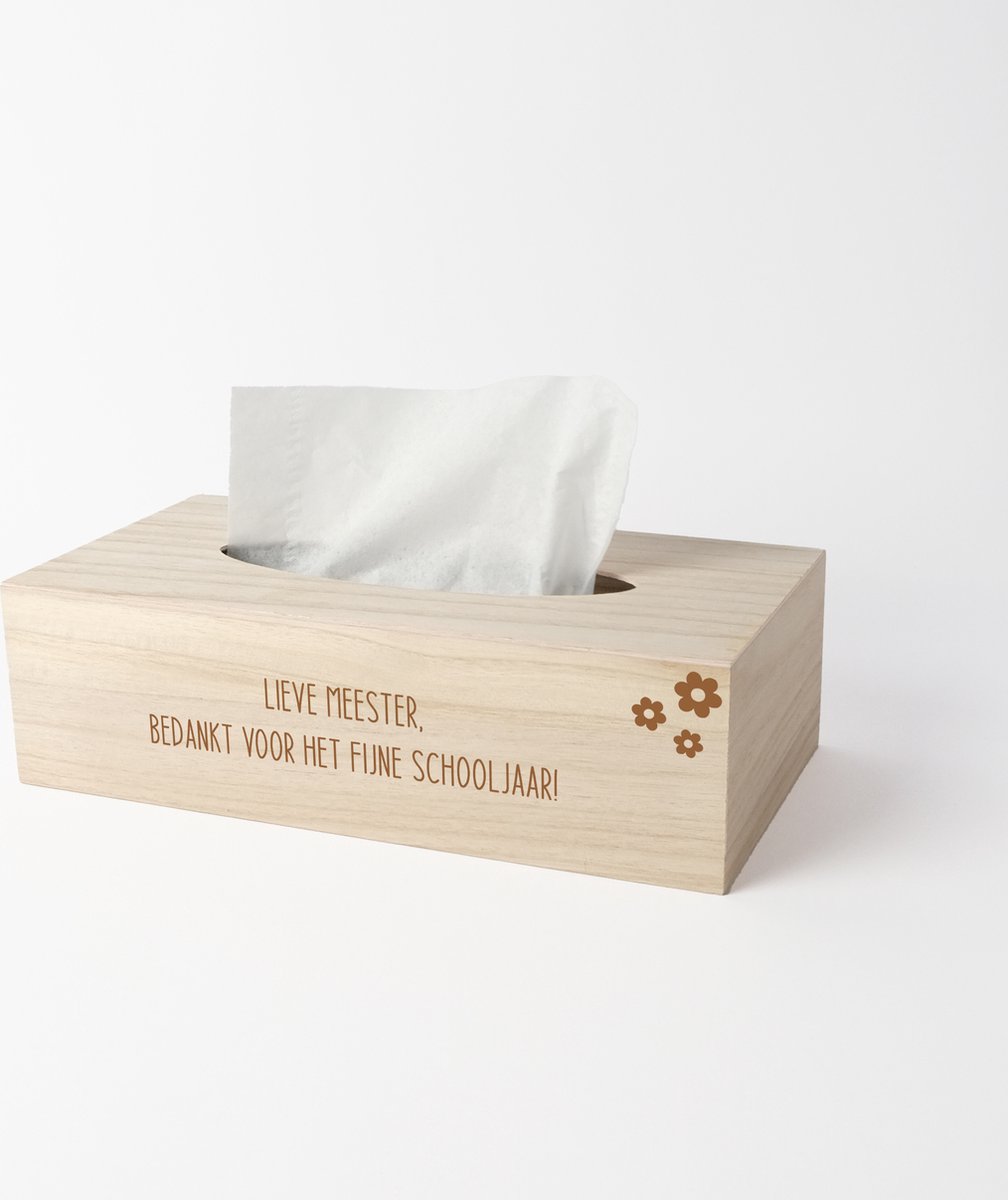 Tissue box - Cadeau meester - Cadeau meester einde schooljaar - Meester bedankt - Bloemetjes - MEESTER - kado meester - zakdoekendoos