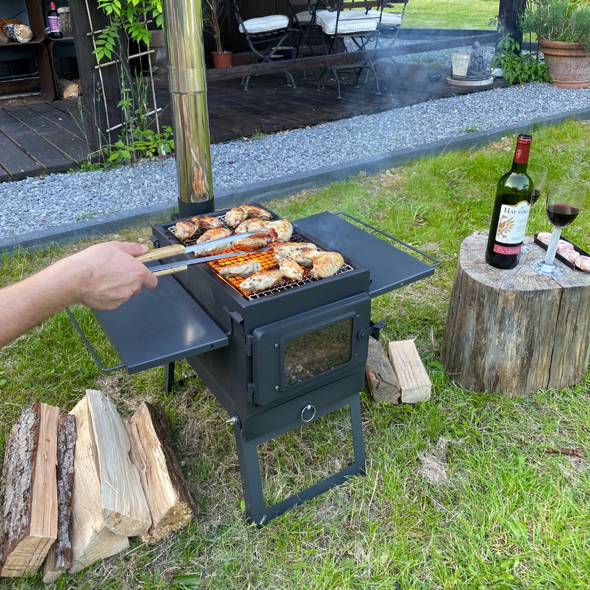Outdoor Houtkachel Opvouwbare ultralichte,Draagbare tent kamp kachels Koolstofstaal/roestvrij staal om te koken Verwarming BBQ Vissen RV Reizen met draagtas (Color : Black, Size : 30CM