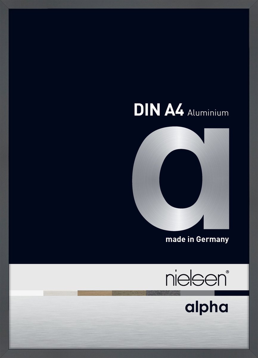 Nielsen Alpha Aluminium Fotolijst Glossy Dark Grey 21x29,7cm (A4) Donkergrijs-glanzend