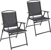 BRUBAKER Bergamo Tuinstoel, set van 2 tuinstoelen, met hoge rugleuning, weerbestendig en ruimtebesparend, balkonstoel, inklapbaar, klapstoel voor camping, tuin, terras en balkon, donkergrijs