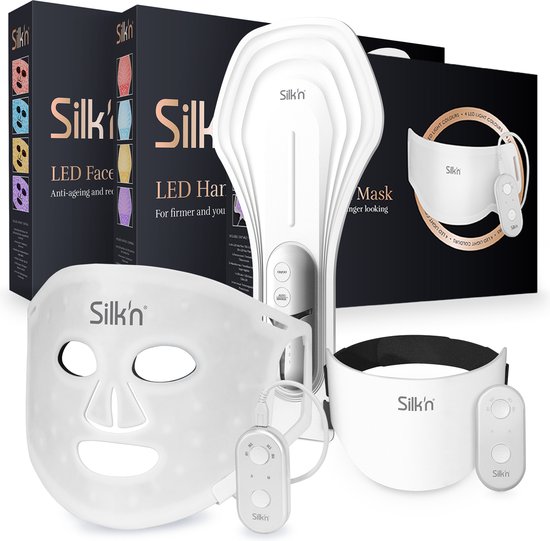 Silk’n Skincare LED Gezichtsmasker Geschenkset - LED mask - Promo pack 3 stuks: nek, handen en gezicht maskers