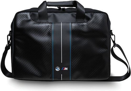 Foto: Bmw m carbon blue stripes laptoptas geschikt voor toestellen tot 16 inch zwart