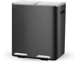 Bayt Prullenbak - Prullenbak 60 Liter (2x30) - Vuilnisbak 60 Liter - Pedaalemmer 60 Liter - Prullenbak Afvalscheiding - Prullenbak 2 Vakken - Afvalbak - RVS - Zwart/Zilver Bayt Prullenbak - Prullenbak 60 Liter (2x30) - Vuilnisbak 60 Liter - Pedaalemmer 60 Liter - Prullenbak Afvalscheiding - Prullenbak 2 Vakken - Afvalbak - RVS - Zwart/Zilver