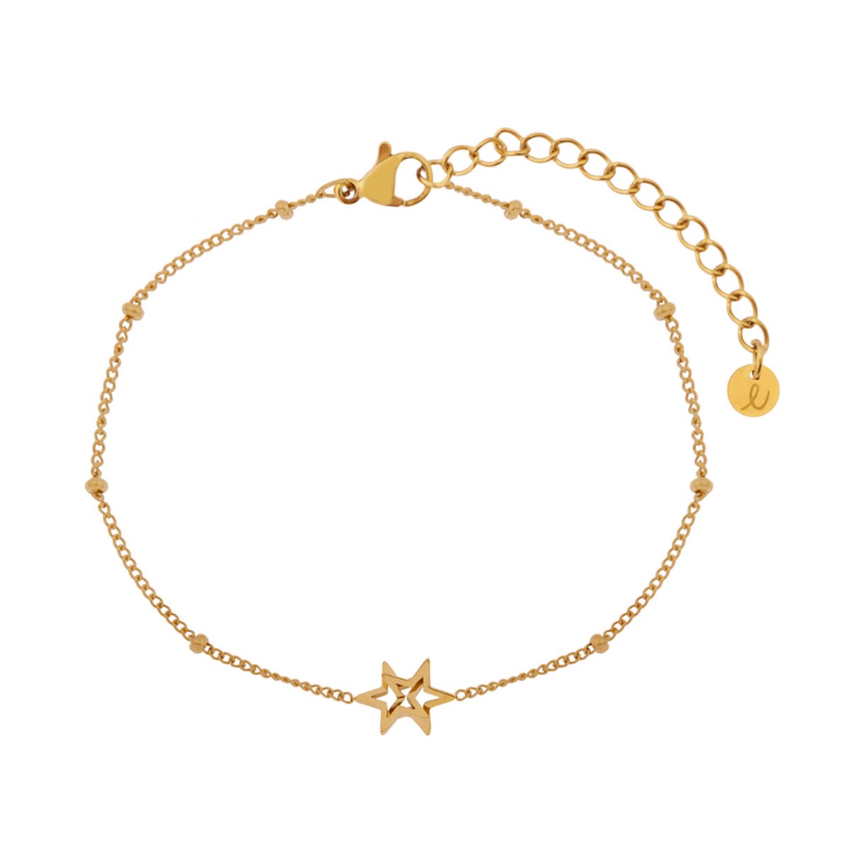 Essentialistics - Armband om te delen sterretjes - Kinderen - Goudkleur - Stainless steel (verkleurt niet) - Verlengkettinkje