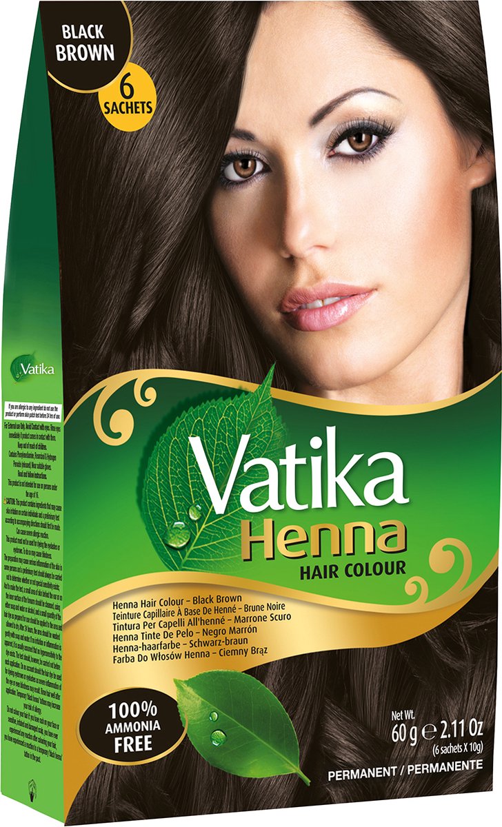 Vatika Henna Haarkleuring Zwart Bruin 6 sachets