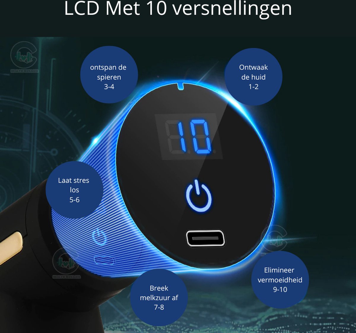 Afbeelding 3 van Massage Gun - Professioneel Massage Apparaat - Mini Massage Pistool - Inclusief 4 Opzetstukken