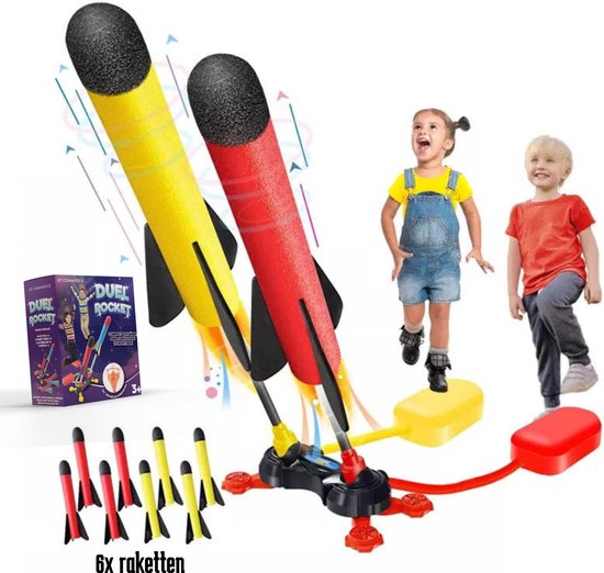 GT Duo stamp raket speelset 2024 nieuw model inclusief 6 raketten! Kinderspeelgoed vanaf 3 jaar, buitenspeelgoed speelset