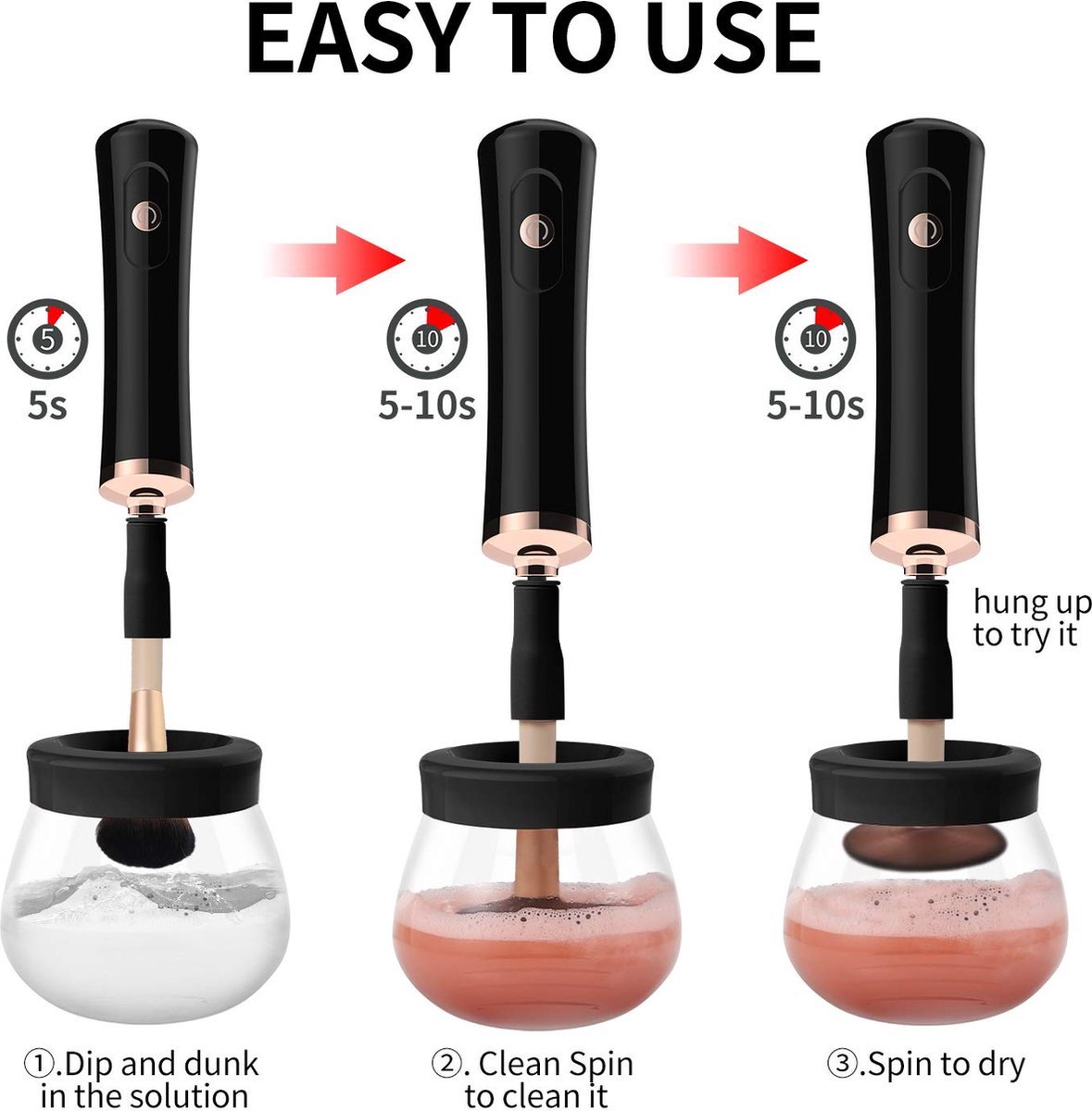 BOTC Make Up Kwasten Reiniger Elektrische – Zwart - Afbeelding 5