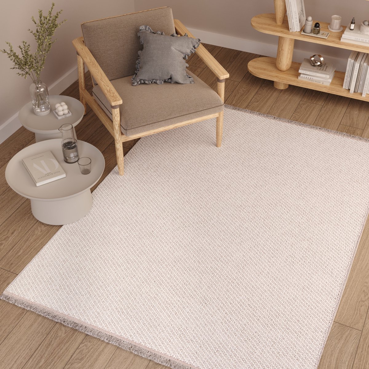 Tapiso Agra Vloerkleed Beige Hoogpolig Shaggy Zacht Tapijt Maat- 160x220