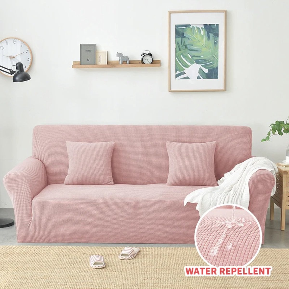 Jemaison® - Bankhoes roze - 2-zits - 145x185cm - Waterbestendig - Wasbaar - Elastisch