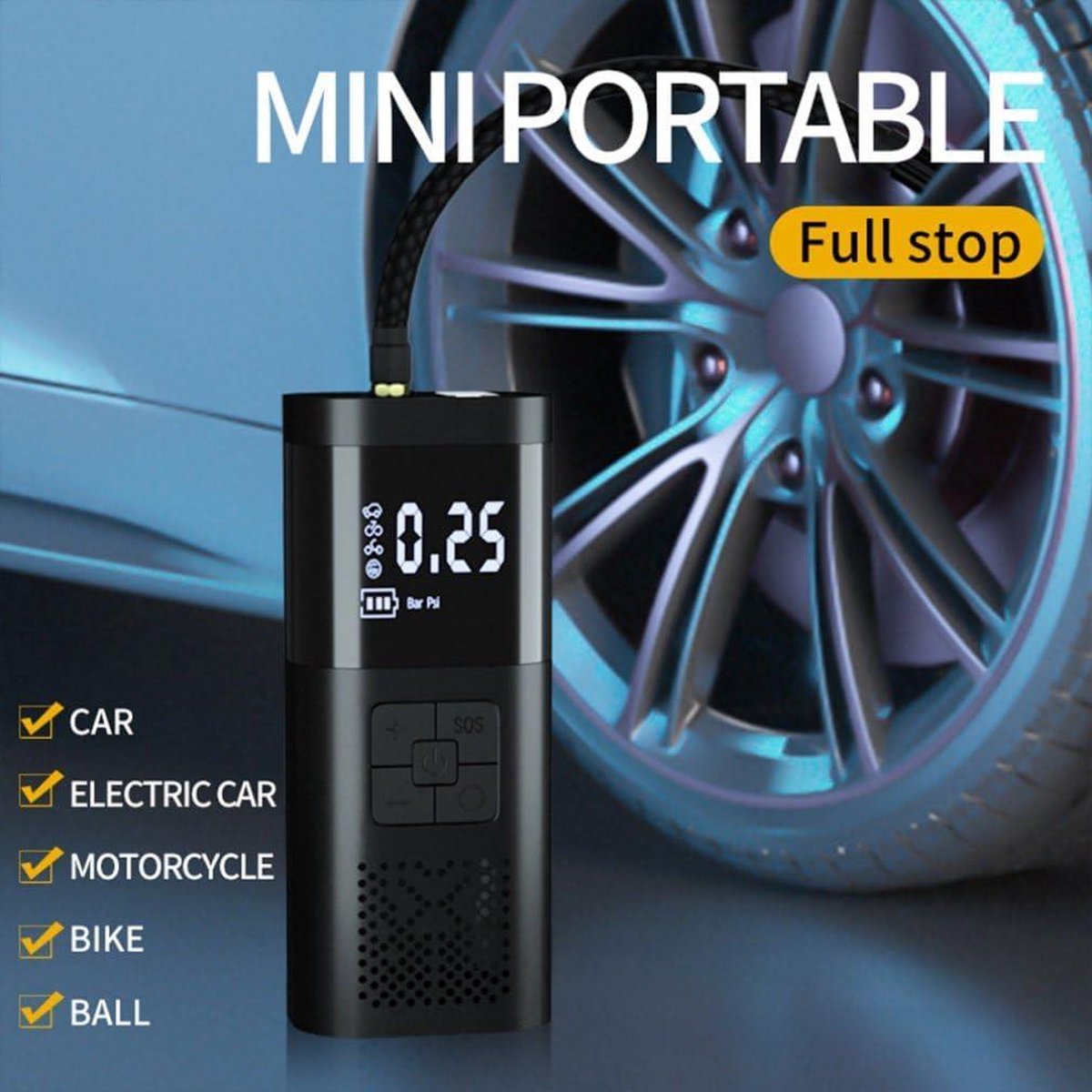 6000 MAh Draagbare Auto Luchtcompressor 12 V 150PSI Elektrische Bedrade/Draadloze Auto Luchtpomp Bandenpomp For Motor Fiets Auto Bal (Color : Wireless model
