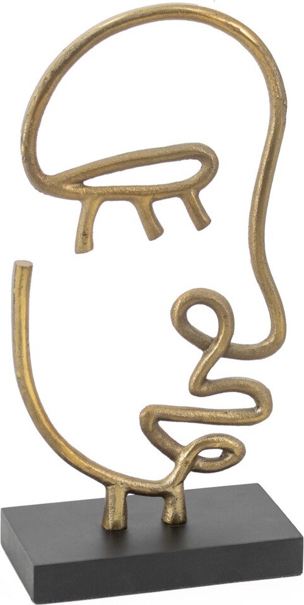 HomeBound by KY | Decoratie beeld gezicht lijn goud | decoratie beeldje goud