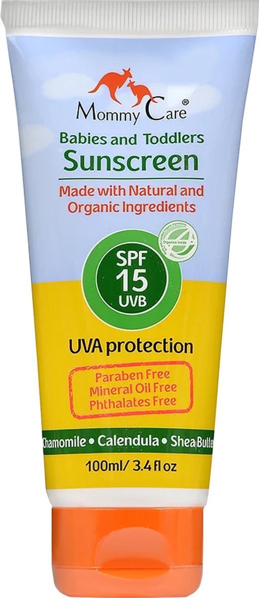 Goedkoopste Mommy Care - Natuurlijke zonnebrandcrème voor baby's en kinderen - Baby zonnebrand - Gecertificeerd biologisch en natuurlijke ingrediënten - SPF 15 - 100ML