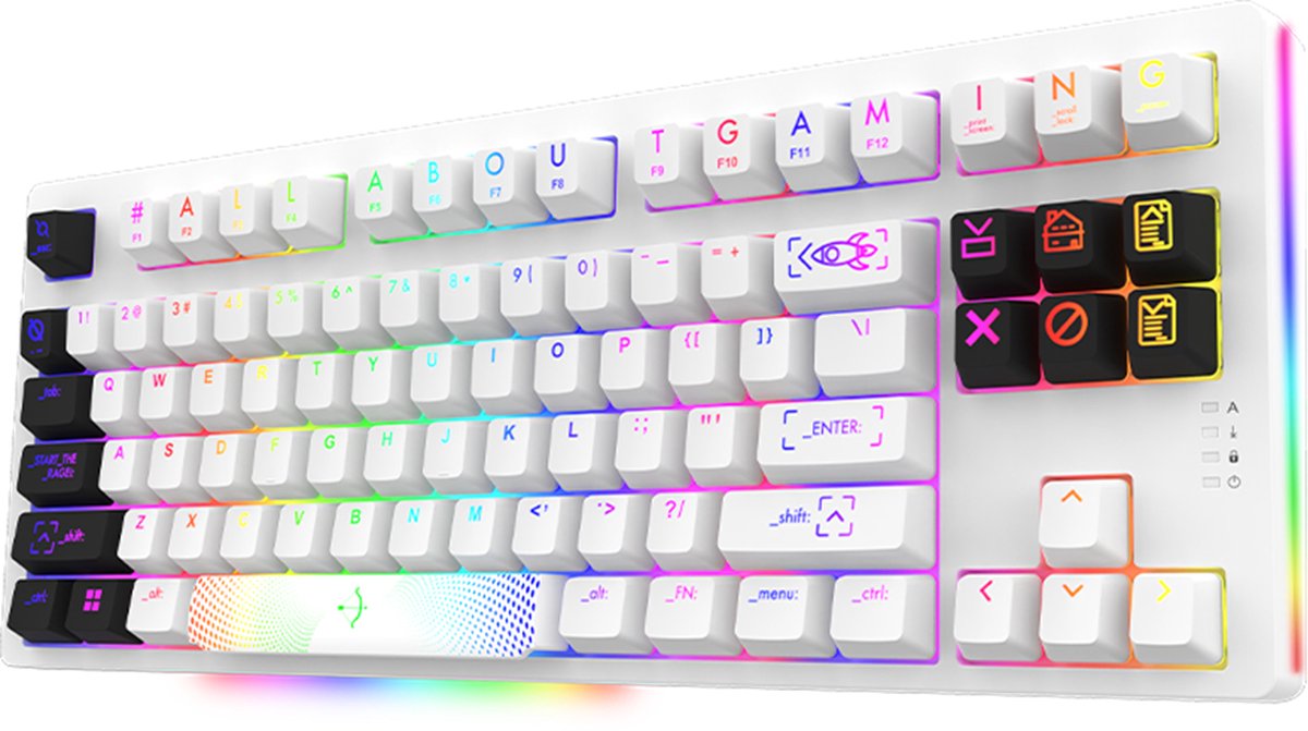 AQIRYS Aludra TKL - Gaming Toetsenbord - Keyless (80 - 87%), Bedraad, USB, Meganisch Toetsenbord, LED RGB, Wit