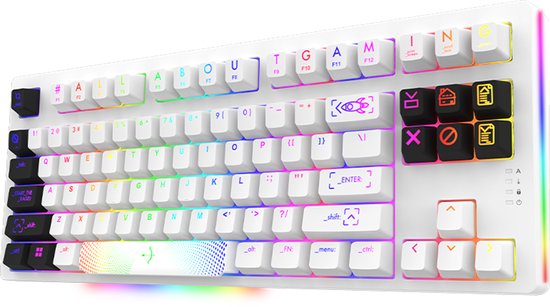 AQIRYS Aludra TKL - Gaming Toetsenbord - Keyless (80 - 87%), Bedraad, USB, Meganisch Toetsenbord, LED RGB, Wit