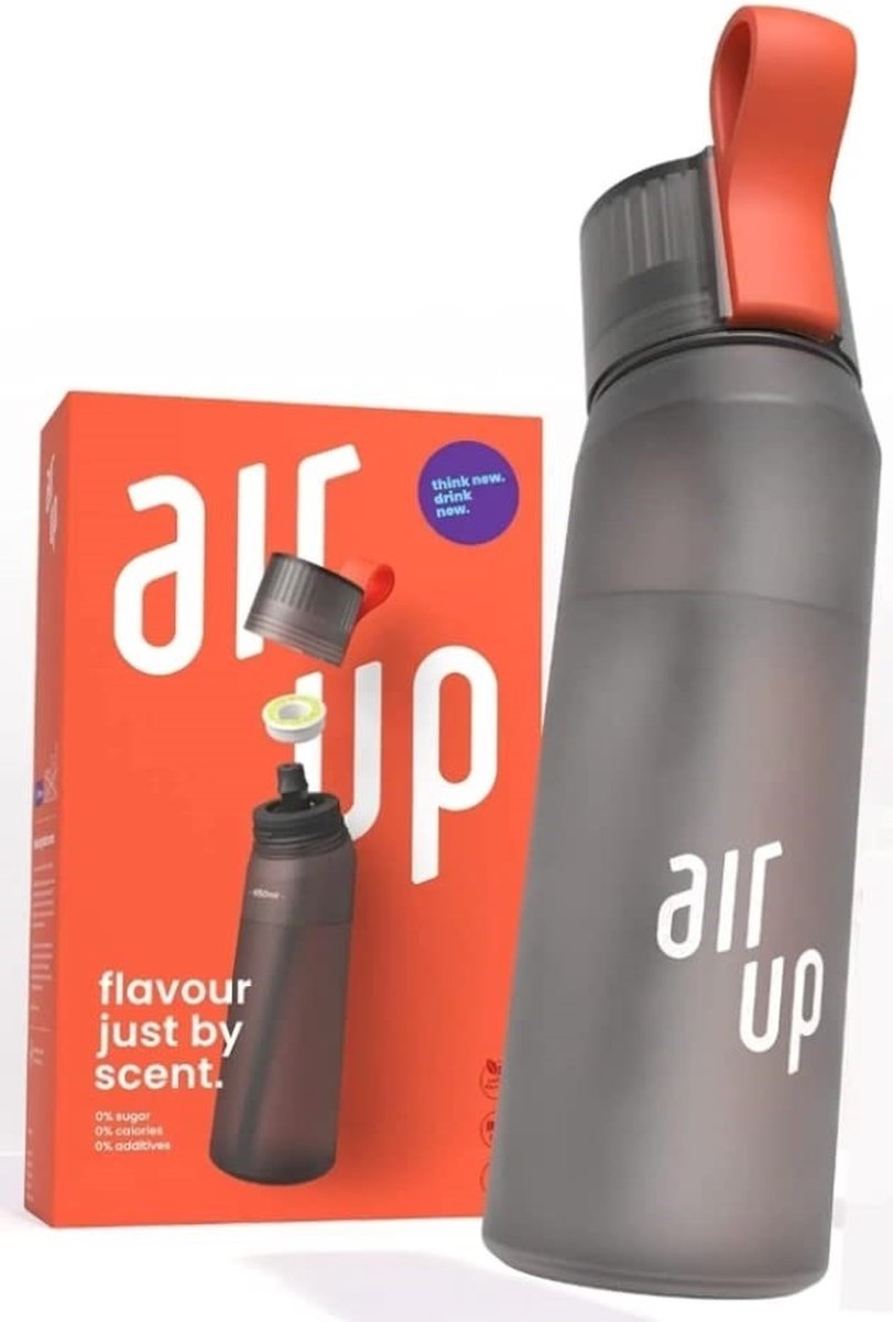 Air Up Drinkfles antraciet starterskit - 650 ml Bottle - Inclusief 3 pods - starterskit - hydraterend - Air up fles - geurwater - vegan - bio