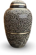 Urn | Grote Messing urn | Zwart goud bloemen | Handgemaakte urn | urn 3.2 liter | crematie urn | unieke urn | zwart gouden urn | urnen voor as mens | urnen volwassenen | Urn