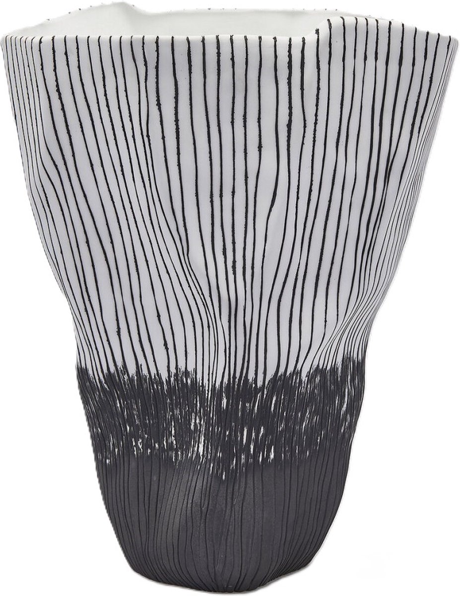 EGD Bloemenvaas Porselein Wit-Zwart D 25.5 cm L 37 cm H 47 cm