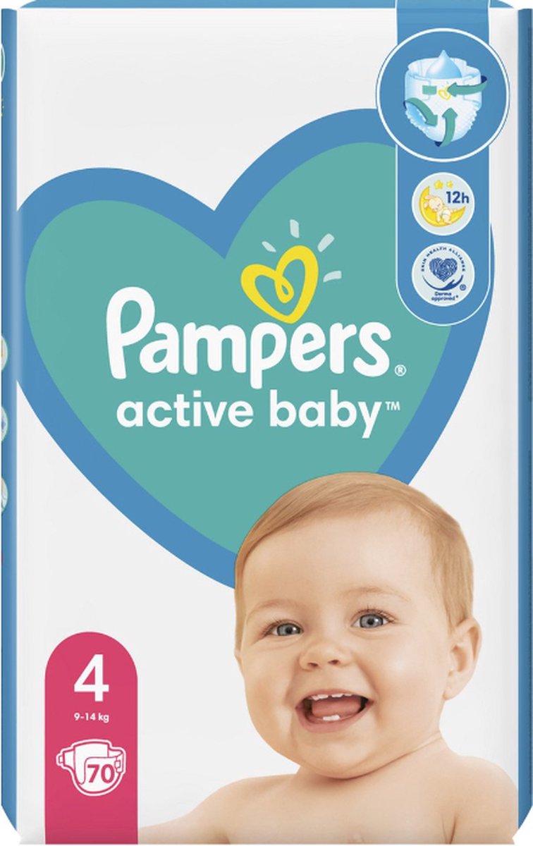 Goedkoopste Pampers active baby Luiers maat 4 (9-14 kg) - 70 stuks