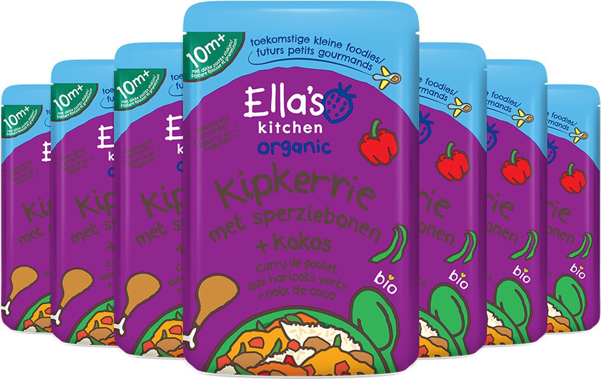Goedkoopste 7x Ella's Kitchen Kipkerrie met sperziebonen & Kokos 10 m 10 m 190 gr