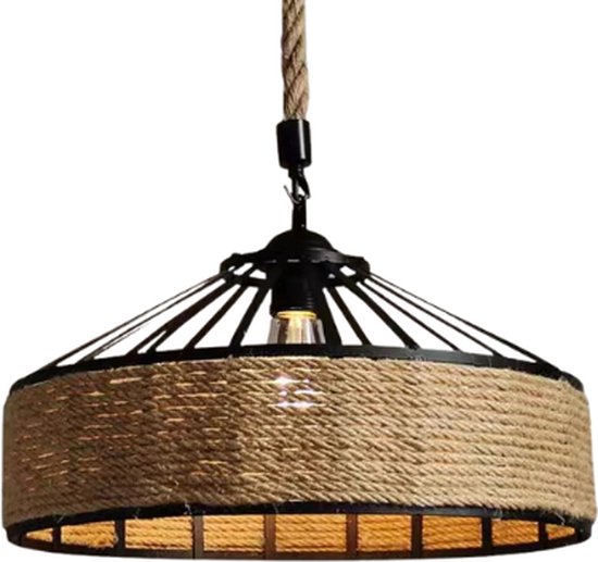 Industriële Kroonluchter Van Retro Henneptouw - Vintage Hanglamp Met E27 Lampfittingen Voor Woonkamer En Restaurant