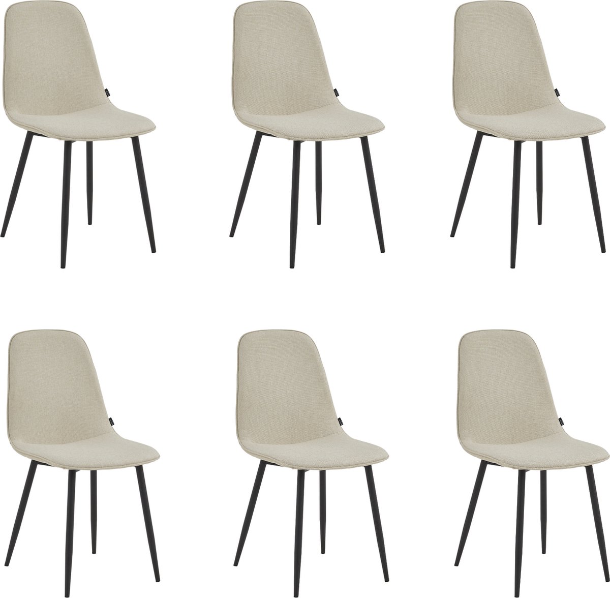 Colenis Milou Eetkamerstoelen - Set Van 6 - Beige - Linnen Stof - Industrieel - Stoelen