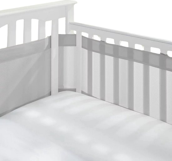 Foto: Buxibo baby bed omrander bedbumper hoofdbeschermer set van 2 340x30cm 160x30cm grijs