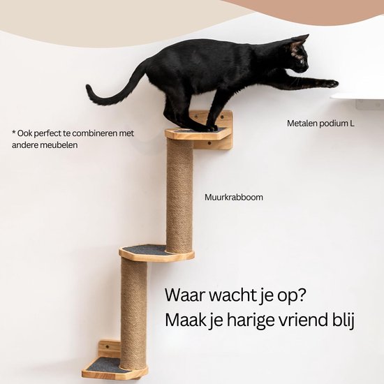 vidaXL Kattenmeubel met krabpalen - 131 cm crème Kattenmeubel - Krabpaal