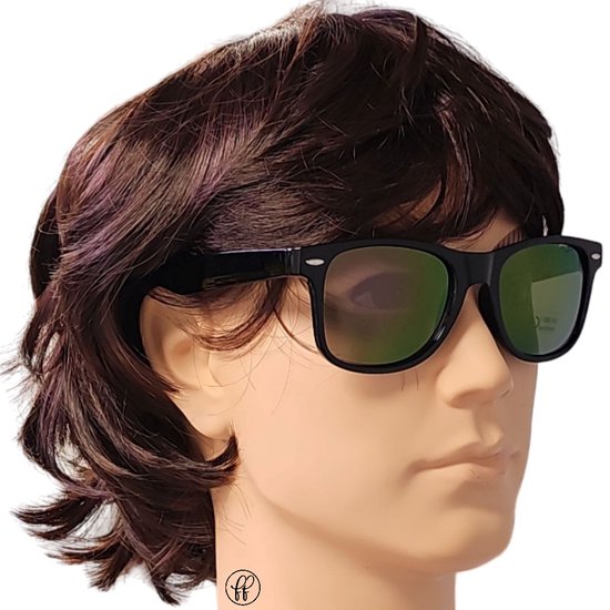 Fako Sunglasses® - Heren Zonnebril - Dames Zonnebril - UV400 - Zwart - Spiegel Paars van Fako Sunglasses® — afbeelding 3