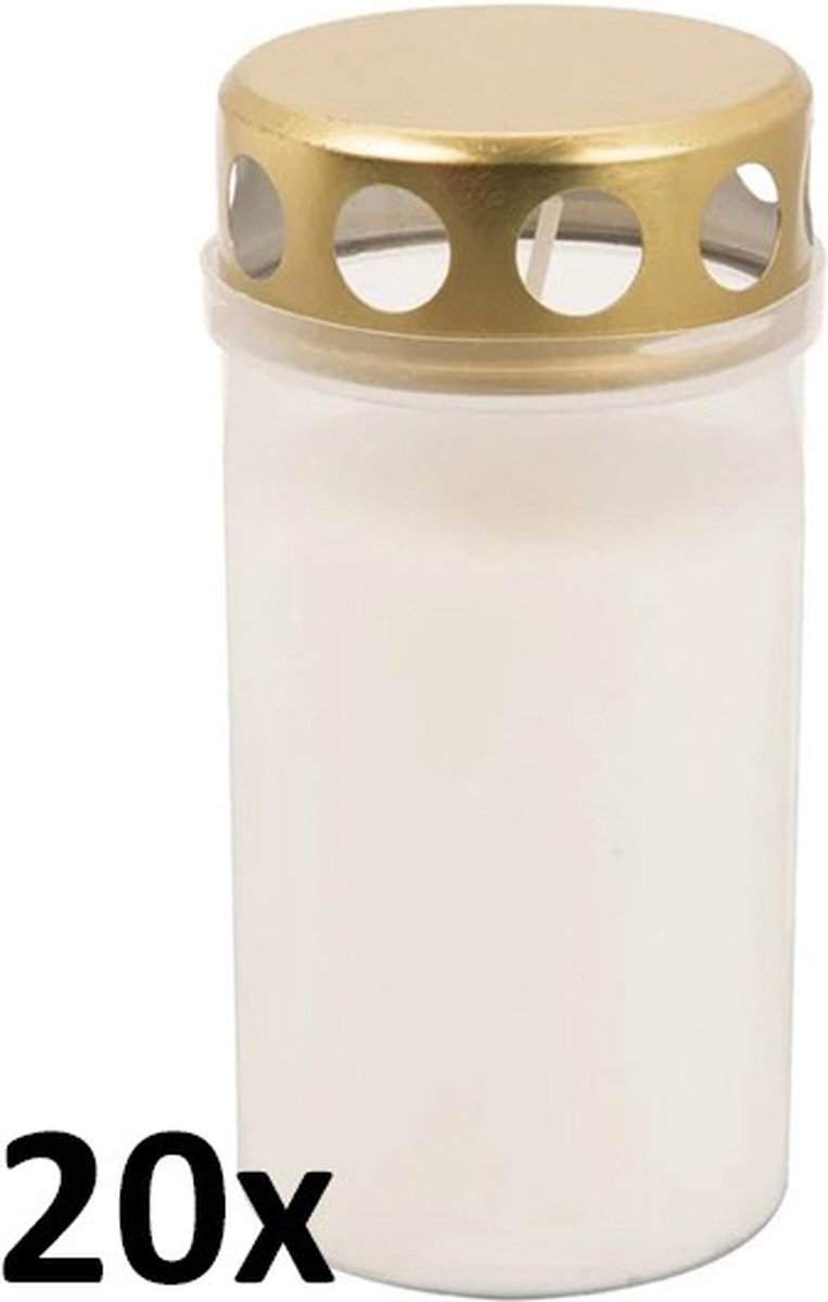 Smulders Deco 20 stuks graflicht wit transparant met regen deksel nr. 3 115/58 (52 uur)