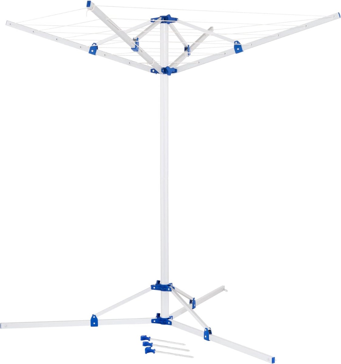 Goedkoopste Droogmolen met Voet voor Camping & Thuis - Wasrek Staand - Droogrek Inklapbaar - Wit met Blauw